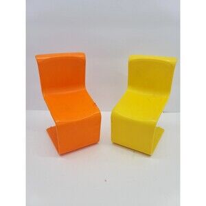 Vintage Mattel Inc. 1973 Barbie Townhouse 1 Orange & 1 Yellow S Chair 7825-0050